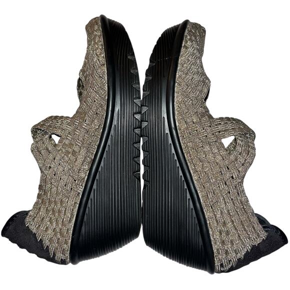 Bernie Mev BM Mary Jane Wedge Shoes Size 38 (US 7.5-8) Metallic Bronze Stretch - Picture 6 of 10